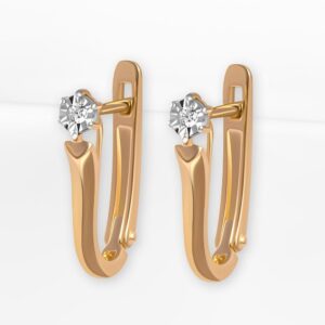 Серьги с бриллиантами из красного золота