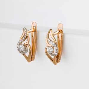 Серьги с фианитами из красного золота