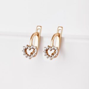 Серьги с фианитами из красного золота