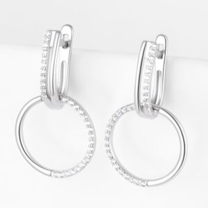 Серебряные серьги подвесные с фианитами