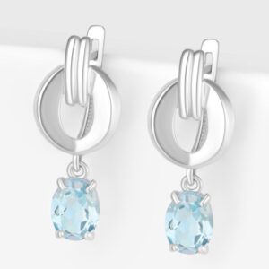 Серебряные серьги подвесные с топазами
