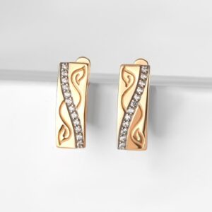 Серьги с фианитами из красного золота