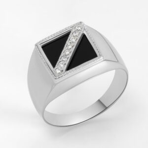 Серебряная печатка с агатами и фианитами