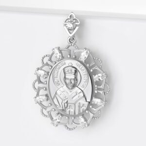 Серебряная иконка с фианитами