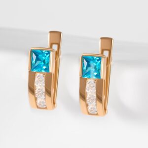 Серьги детские с фианитами из красного золота