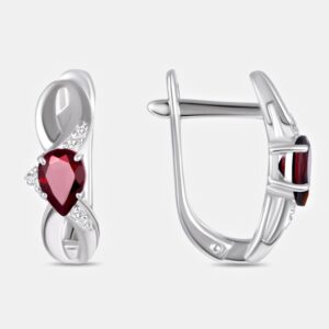 Серебряные серьги с гранатами и фианитами