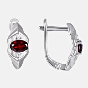 Серебряные серьги с фианитами и гранатами