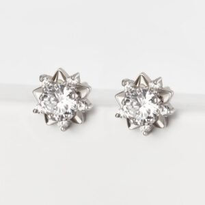 Серебряные серьги гвоздики с фианитами