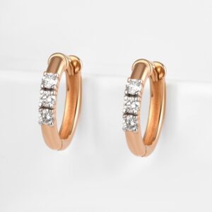 Серьги конго с бриллиантами из красного золота