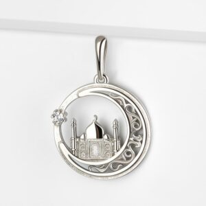 Серебряная мусульманская подвеска с фианитами