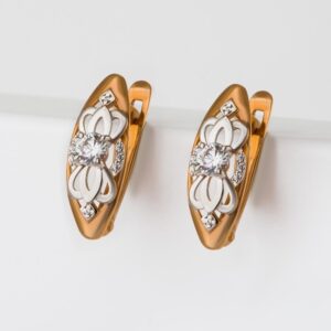 Серьги с фианитами из красного золота