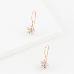 Серьги детские с фианитами из красного золота