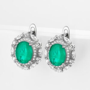 Серебряные серьги с кварцем и фианитами