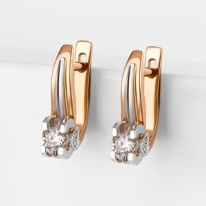 Серьги с бриллиантами из красного золота
