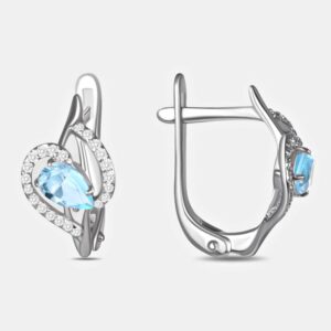 Серебряные серьги с топазами и фианитами