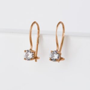 Серьги детские с фианитами из красного золота
