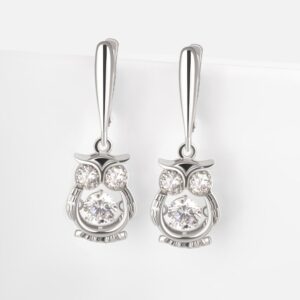 Серебряные серьги подвесные с фианитами