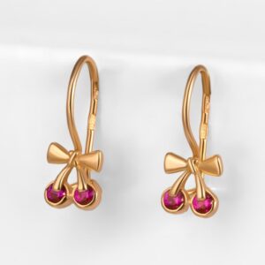 Золотые серьги детские с фианитами