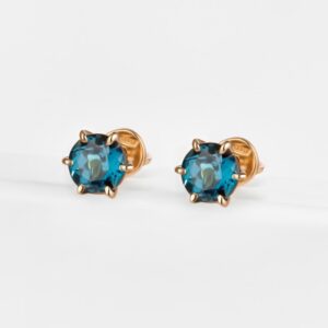 Серьги гвоздики из красного золота с ситаллом