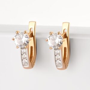 Серьги с фианитами из красного золота