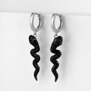 Серебряные серьги подвесные с фианитами