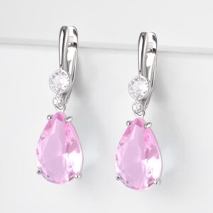Серебряные серьги подвесные с кварцем и фианитами