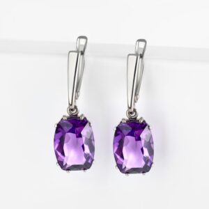 Серебряные серьги подвесные с аметистами