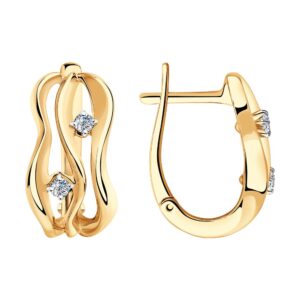 Серьги с бриллиантами из красного золота