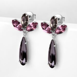 Серебряные серьги гвоздики с кристаллами swarovski