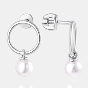 Серебряные серьги гвоздики с жемчугом синтетическим