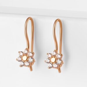 Серьги детские с фианитами из красного золота