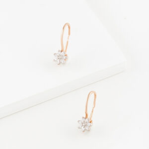 Серьги детские с фианитами из красного золота