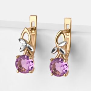 Золотые серьги с аметистами