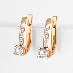 Серьги с бриллиантами из красного золота