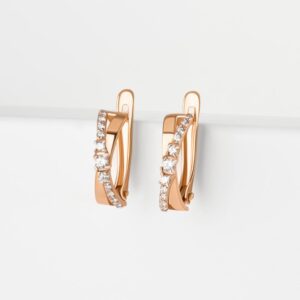 Серьги с фианитами из красного золота