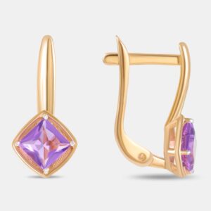 Золотые серьги с аметистами