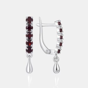 Серебряные серьги подвесные с гранатами