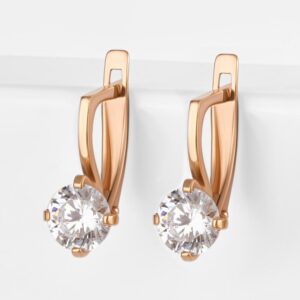 Серьги с фианитами из красного золота
