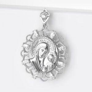 Серебряная иконка с фианитами