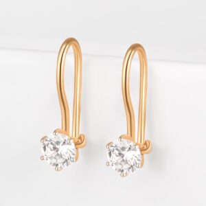Серьги детские с фианитами из красного золота