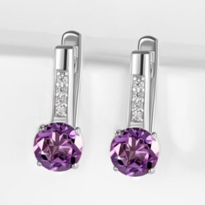 Серебряные серьги с фианитами и аметистами