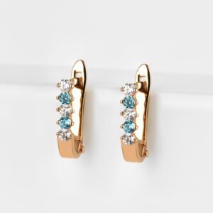 Серьги детские из красного золота с фианитами