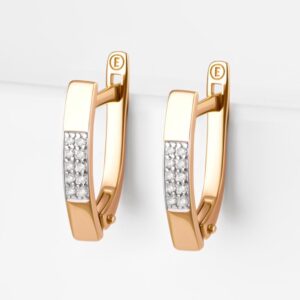 Золотые серьги дорожки с бриллиантами