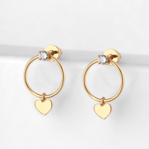 Серьги гвоздики из красного золота с фианитами