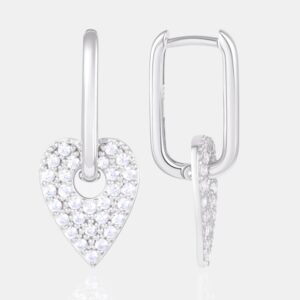 Серебряные серьги подвесные с фианитами