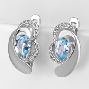 Серебряные серьги с топазами и фианитами