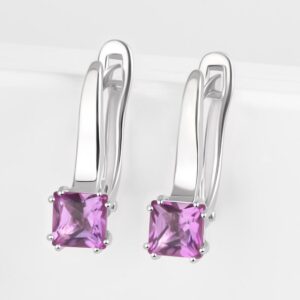 Серебряные серьги с аметистами и фианитами