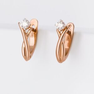 Серьги с бриллиантами из красного золота