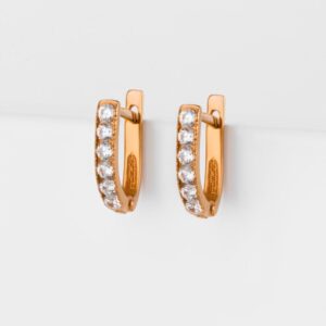 Серьги с фианитами из красного золота