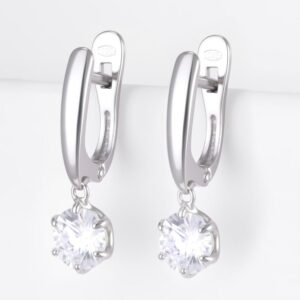 Серебряные серьги подвесные с фианитами